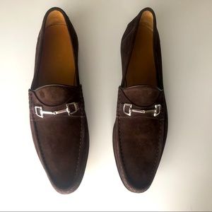 Gucci brown leather suede loafers